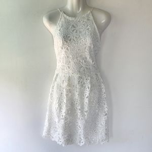 Zara Basic Collection White Floral Embroidered Lace Dress Size S